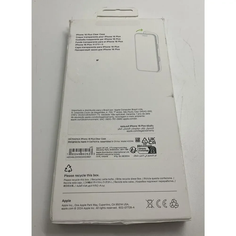 Genuine Apple iPhone 16 Plus Clear MagSafe Case [MA7D4ZM/A] MAGSAFE New Open Box